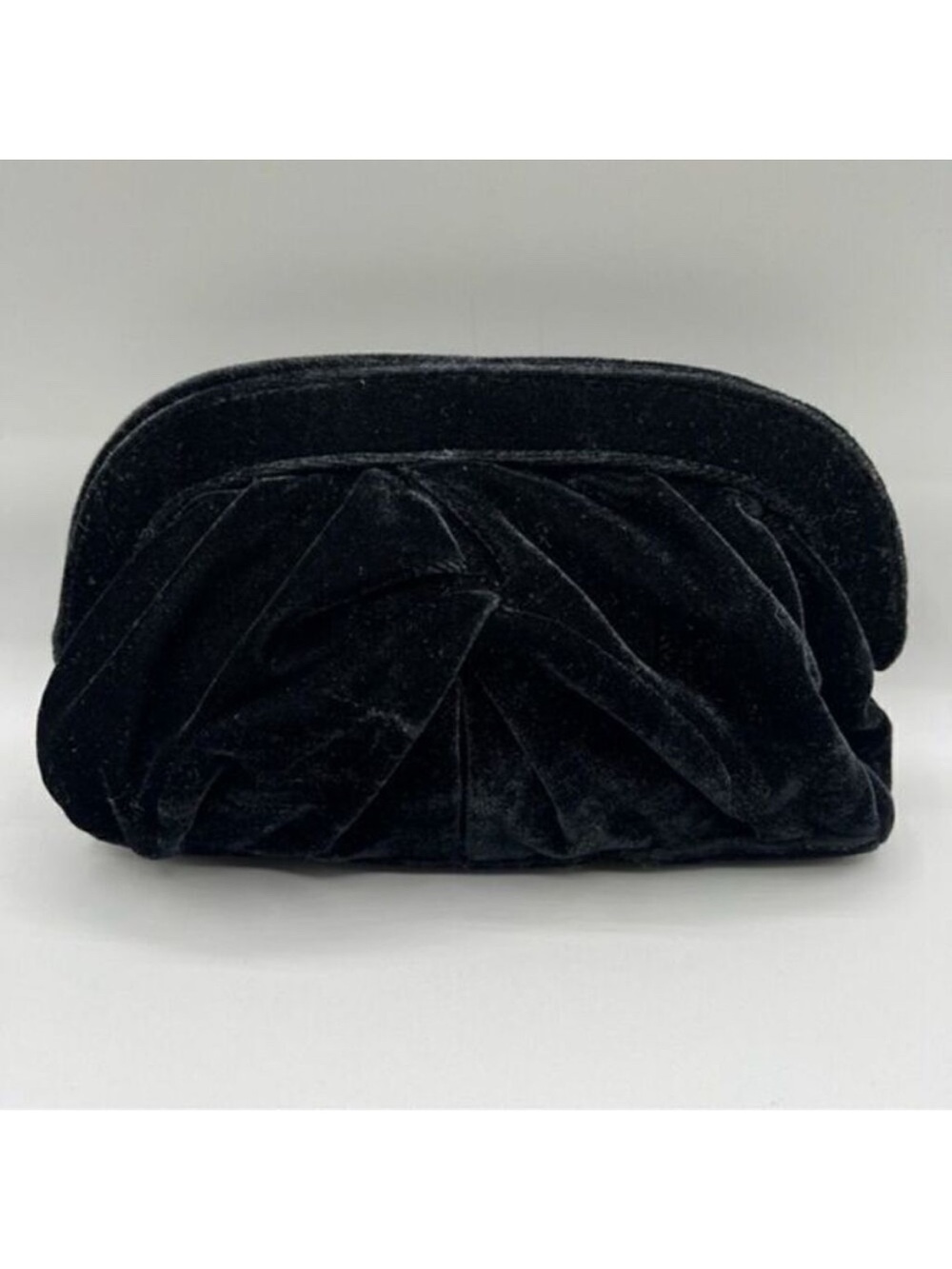 Old Navy Black Velvet Pleated Clutch Evening Handbag Formal Party Purse